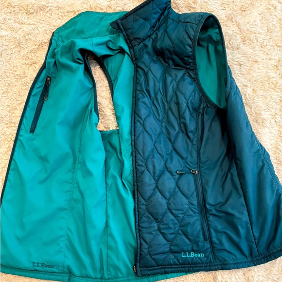 LL Bean quilted vest jacket REVERSIBLE vest size XL regular dark blue and teal. - Picture 6 of 8